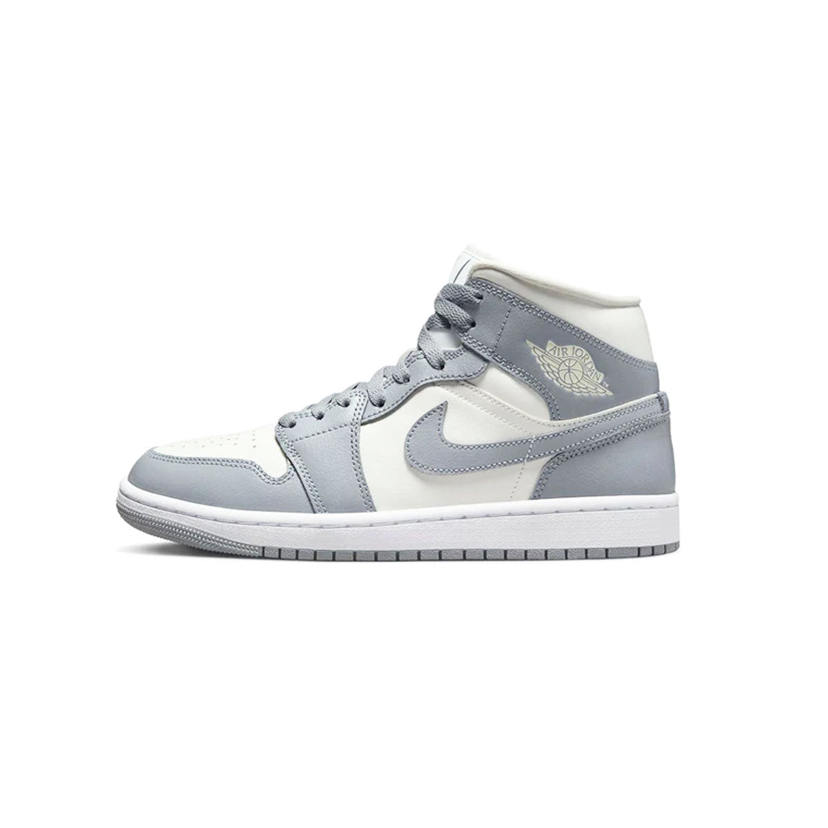 NIKE WMNS AIR JODAN 1 MID Grey/Sail Nike Women's Air Jordan 1 Mid Grey/Sail [BQ6472-115]