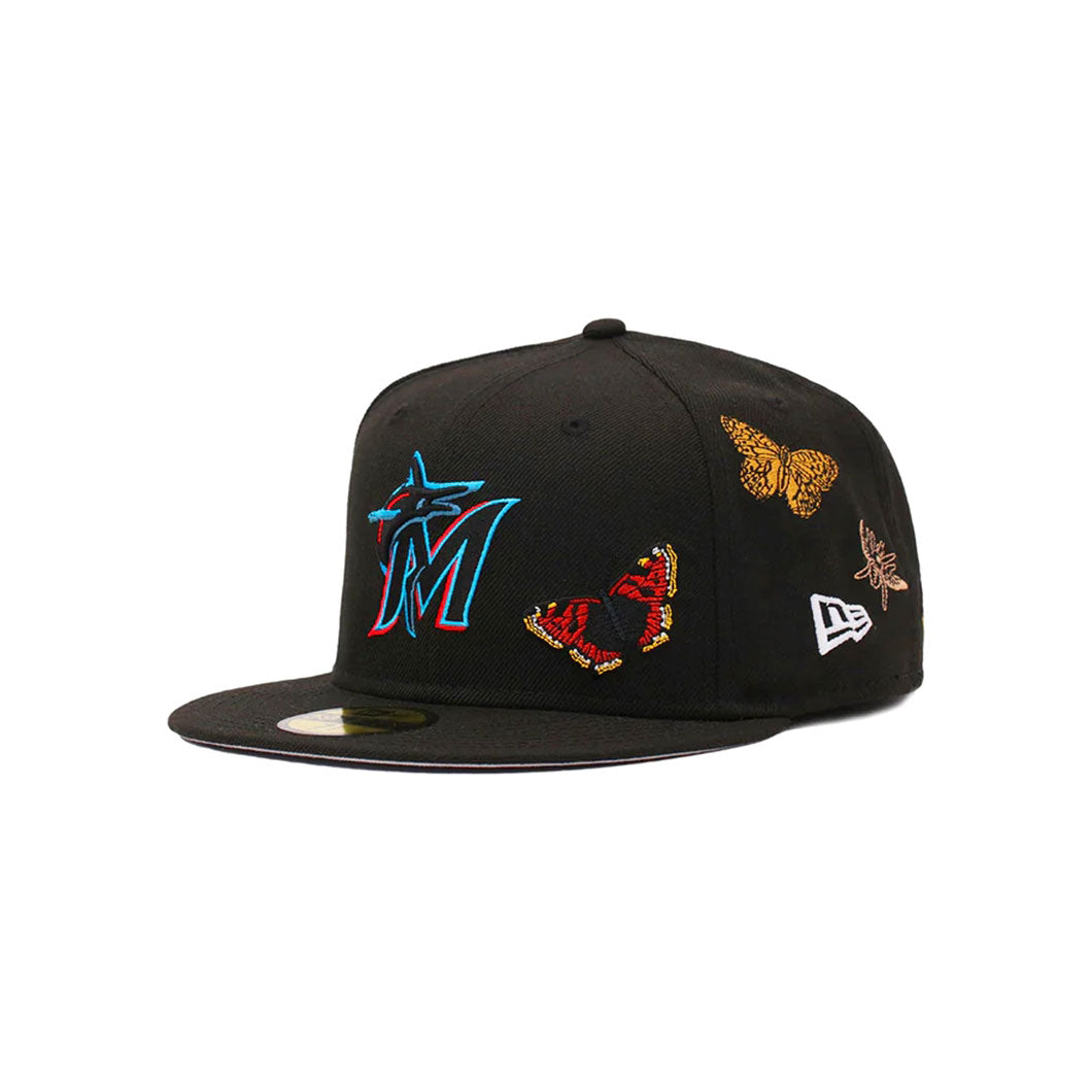 NEW ERA × FELT Miami Marlines - 59FIFTY BUTTERFLY GARDEN BLACK