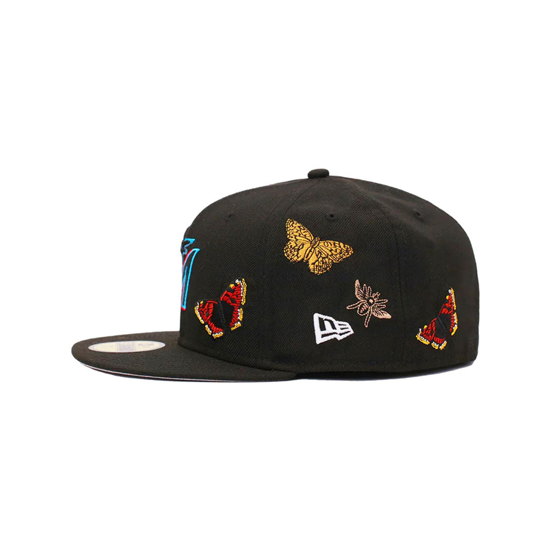 NEW ERA × FELT Miami Marlines - 59FIFTY BUTTERFLY GARDEN BLACK