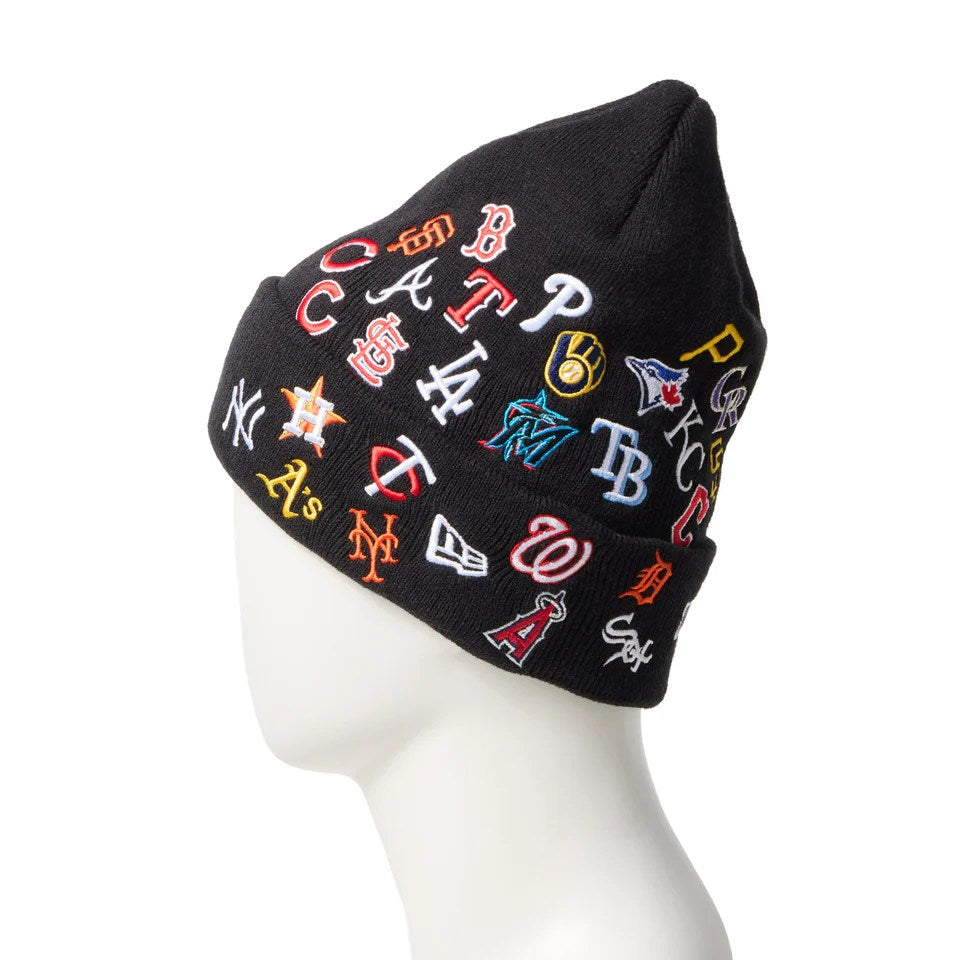 NEW ERA - BASIC CUFF KNIT MLB ALLOVER BLACK 【14670076】