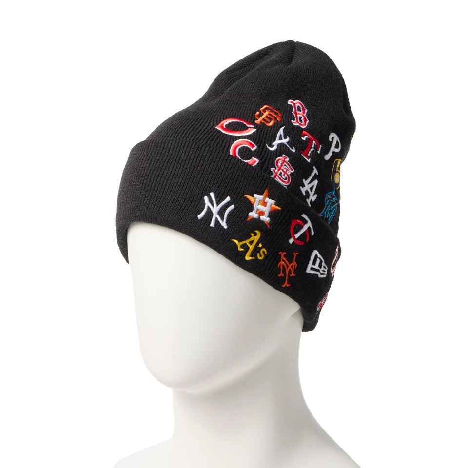 NEW ERA - BASIC CUFF KNIT MLB ALLOVER BLACK 【14670076】