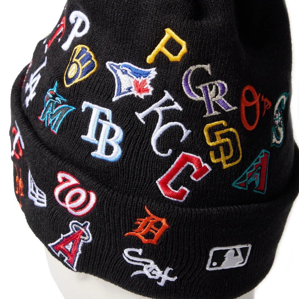 NEW ERA - BASIC CUFF KNIT MLB ALLOVER BLACK 【14670076】