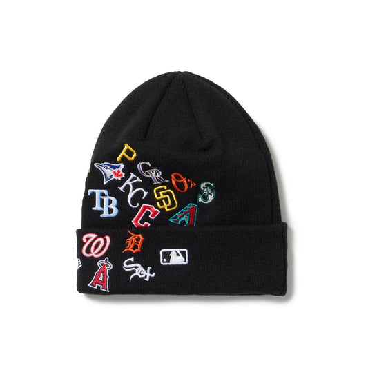 NEW ERA - BASIC CUFF KNIT MLB ALLOVER BLACK 【14670076】