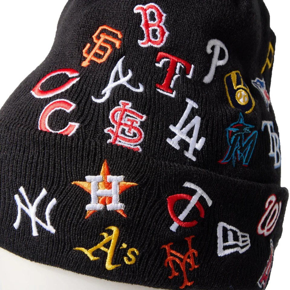 NEW ERA - BASIC CUFF KNIT MLB ALLOVER BLACK 【14670076】