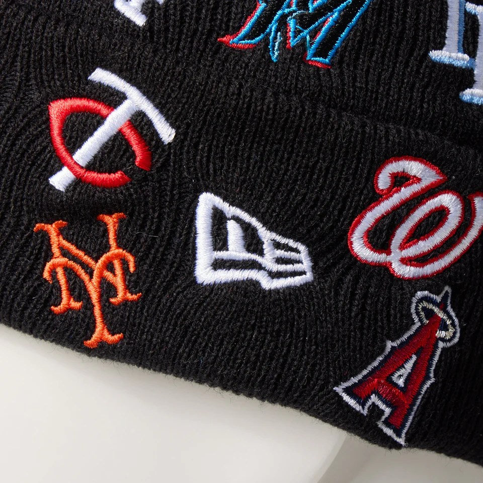 NEW ERA - BASIC CUFF KNIT MLB ALLOVER BLACK 【14670076】