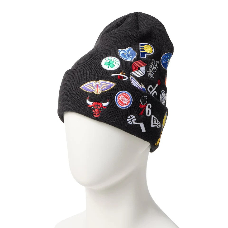 NEW ERA - BASIC CUFF KNIT NBA ALLOVER BLACK 【14670068】