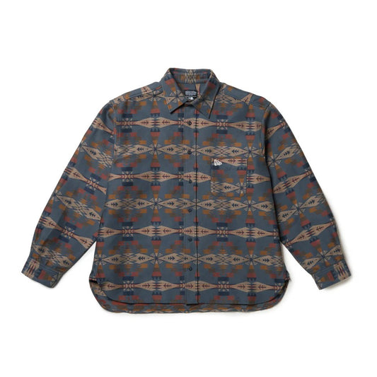 NEW ERA Pendleton - LS OVERSIZED SHIRT NAVY 【14683925】