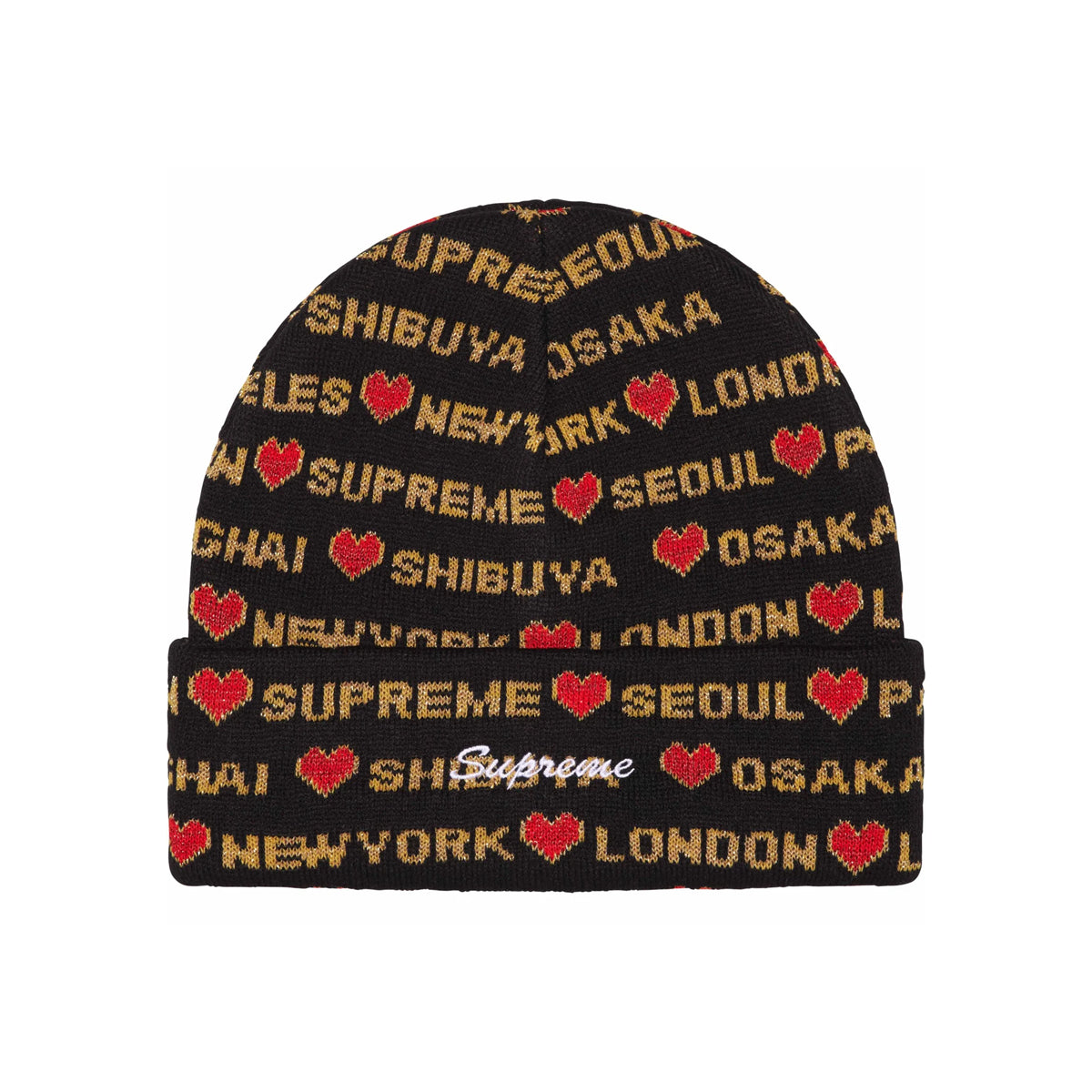 SUPREME Hearts Beanie Black