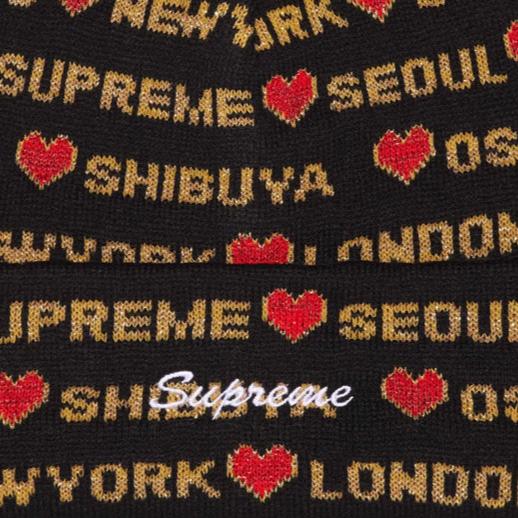 SUPREME Hearts Beanie Black