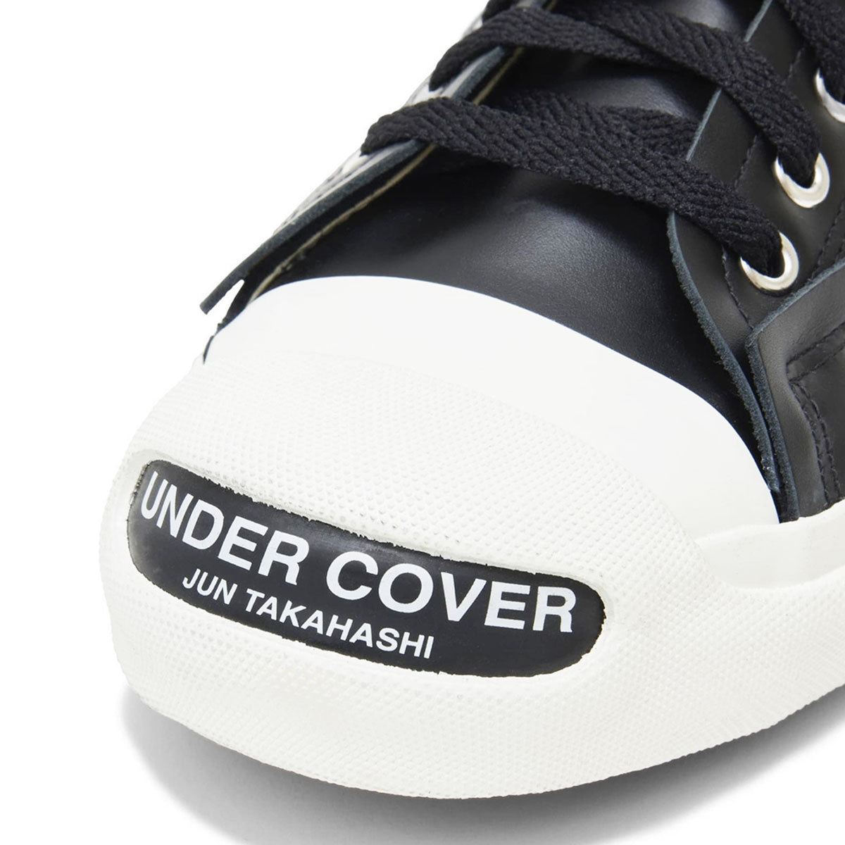 UNDERCOVER TOE LOGO LEATHER SNEAKERS BLACK アンダーカバー トー ロゴ レザー スニーカー ブラッ –  HOMEGAME TOKYO