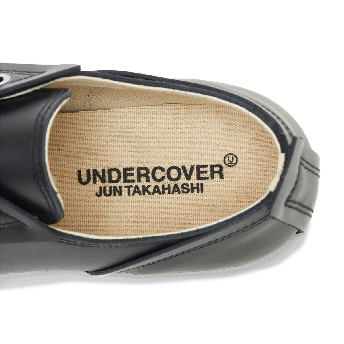 UNDERCOVER TOE LOGO LEATHER SNEAKERS BLACK アンダーカバー トー ロゴ レザー スニーカー ブラック【UC2D9F02】