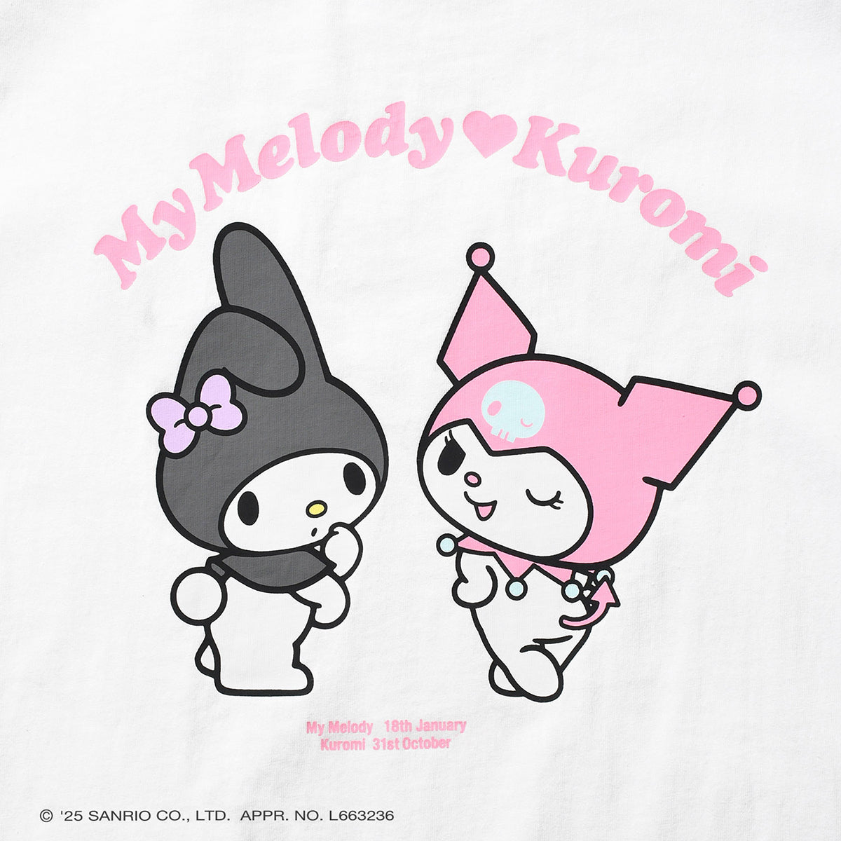 サンリオキャラクターズ×HOMEGAME - MY MELODY KUROMI TEE WHITE【HG2501106】