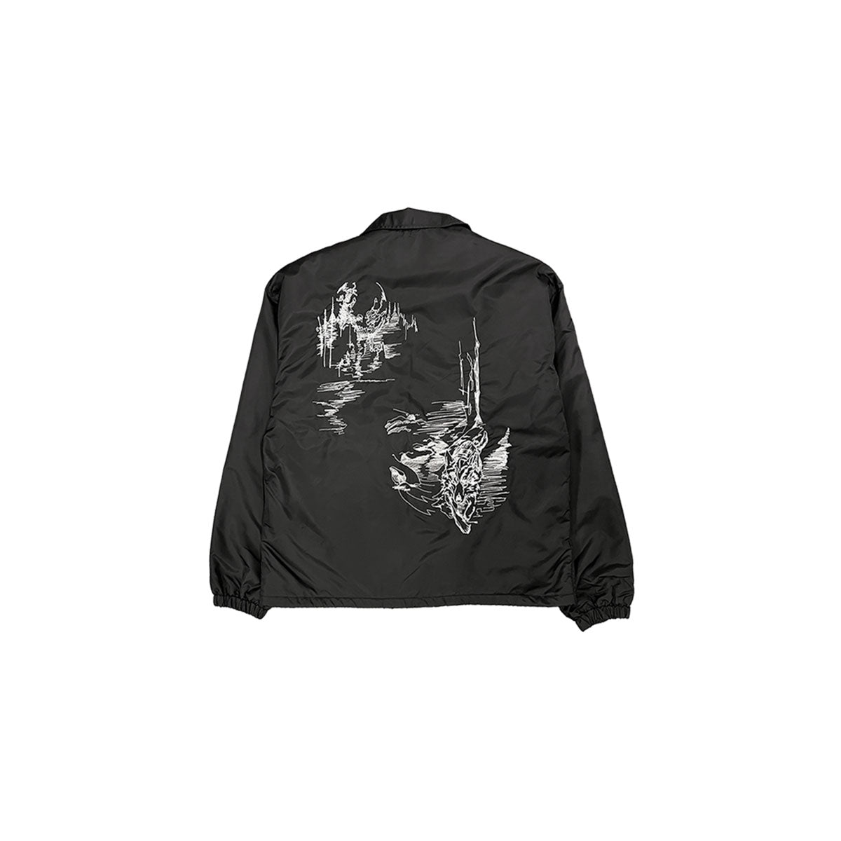 Undermycar - LONE-WOLF EMBROIDERED COACH JACKET BLACK