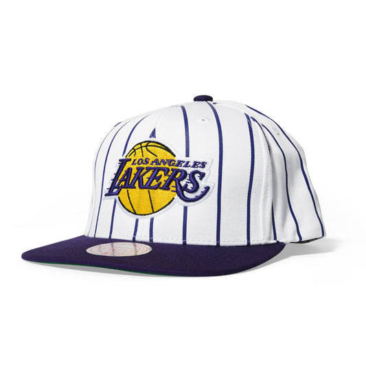 Mitchell＆Ness LA Lakers HHSS3471-LAL Retro Pinstripe Snapback WHT